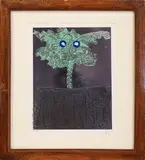 Enrico Baj, untitled, color etching on silver paper