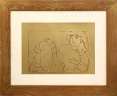 Domenico Cantatore, Lying nude, silkscreen on gold paper e.g. IX/XX
