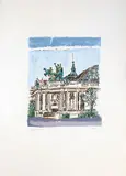 Orfeo Tamburi, Church in Paris, retouched lithography