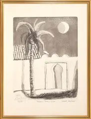 Saverio Barbaro, Palm and Moon, 1997, etching ex.