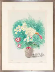 Umberto Lilloni, Vase of flowers, lithography ex.