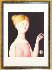 Antonio Bueno, Girl with egg, lithography e.g. pda