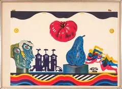 Concetto Pozzati, Composition, 1966, offset printing