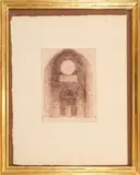 Zoran Mušič, Cathedral, 1984, drypoint on Auvergne paper ex. ea