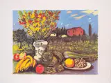 Michele Cascella, Still life with landscape, screen printing e.g. pa