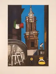Franco Gentilini, Quirinal, etching aquatint ex.
