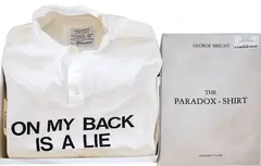 George Brecht, On my back is a lie, 1977, cotton tunic e.g.