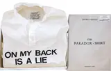 George Brecht, On my back is a lie, 1977, cotton tunic e.g.