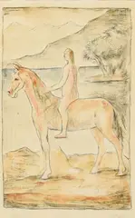 Figura a cavallo by Carlo Carrà, lithograph acquerellata a mano es., offered Oct 2018