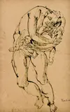 Ibrahim Kodra, Figura con bambino, mixed media on paper