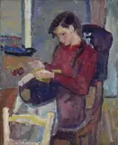 Mario Vellani Marchi, Merlettaia buranella, 1948, oil on canvas board