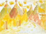 Salvo, Alberobello, 1996, mixed media on paper intelata