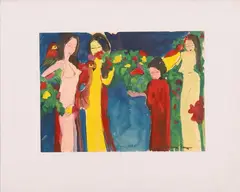 Geishe e pappagalli by Walasse Ting, offered Jul 2024