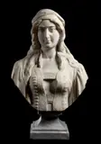 Ercole Villa, Busto muliebre in marmo bianco, Base in marmo grigio