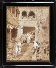 Pio Joris, Il matrimonio del torero, Al retro " Studio dal vero eseguito in Spagna pel matrimonio del torero" Firmato in basso a destra