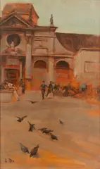 Davanti La Basilica by Ettore Tito, offered Dec 2023