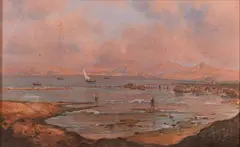 Mario Mirabella, Paesaggio marino, pastel on cardboard