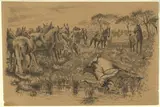 Il cavaliere disarcionato by Ruggero Panerai, pencil and watercolour on card, offered Dec 2023
