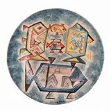 Ibrahim Shaban Likmetaj Kodra, Piatto in ceramica, Piatto in ceramica dipinta raffigurante figure geometriche Firmato L'Aquila