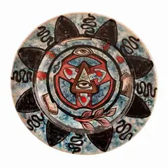 Guy Harloff, Piatto in ceramica, piatto in ceramica rappresentante figure geometriche Firma on retro Esemplare