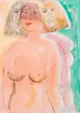 Bruno Cassinari, Figura femminile, lithograph ritoccata a mano dall'artista raffigurante figura femminile Firmato in basso a destra "Cassinari"
