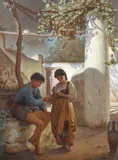 Michael George Brennan, Boys with dove, 1864, Pastels on paper