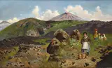 Francesco Lojacono, Mountain landscape with farmers