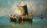 Sailing boat with figures in the Gulf of Naples by Consalvo Carelli, offered Jul 2026