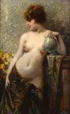 Bruto Mazzolani, Female nude with glass vase
