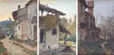 Vittore Antonio Cargnel, Tre paesaggi (trittico), 1909, Sul verso: firma e data. Autentica del Prof. Giovanni Granzotto.