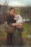 Alessandro Milesi, Mother and daughter, 1883, Signature and date lower right.