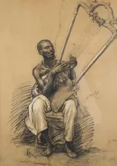 Alberto Bianchi, Harp player, Signature on the right of the composition.