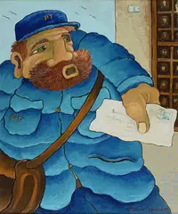 Antonio Capuzzo, Postman, 1999, Signature and date lower right. On the reverse: signature