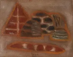 Sienese landscape by Zoran Mušič, 1954, Signature and date lower center. On the back: signature. Author's authentication on photo., offered Jul 2026