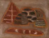 Zoran Mušič, Sienese landscape, 1954, Signature and date lower center. On the back: signature. Author's authentication on photo.