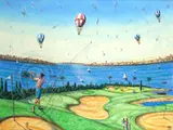Joseph Kaliher, Tournament on the lagoon, 2004, Initials lower right. On the back: signature