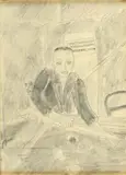 Tancredi Parmeggiani, Billiard player, 1947, On the back: exhibition labels Galleria Patrizia