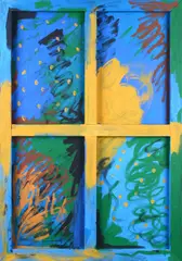 Tano Festa, Windows, 1986, The work is registered at Studio Soligo with no. RMS861070625. Studio Soligo authentication on photo.