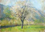 Edoardo Gordigiani, Tree-lined landscape, 1940, Signature and date lower right.
