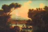 András Markó, River landscape with fishermen, 1884, Signature and date lower left.