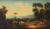 András Markó, Landscape with figures and herds, 1884, Signature and date lower left.