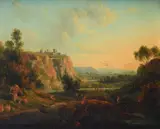 András Markó, Landscape with castle, bridge and figures