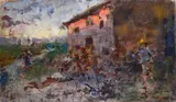 Farmhouse with figures by Eugenio Zampighi, offered May 2026