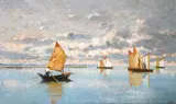 Boats in the lagoon by Guglielmo Ciardi, offered May 2026