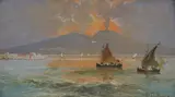 Eduardo Dalbono, Boats with Vesuvius in the background