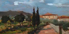 Luigi Bechi, Landscape with farmhouse