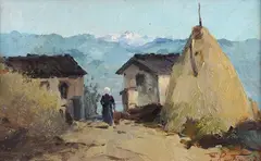 Ferruccio Rontini, Farmhouses with peasant woman