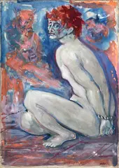 Aligi Sassu, Untitled (Crouching Figure)