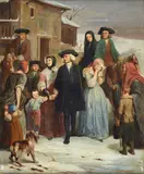 Tony Johannot, The farewell, 1838, Signature and date lower right.