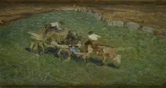 Landscape with peasants by Beppe Ciardi, On the back: in ink "by Beppe Ciardi/Emilia Ciardi"; stamp Giò Arte, offered Mar 2026
